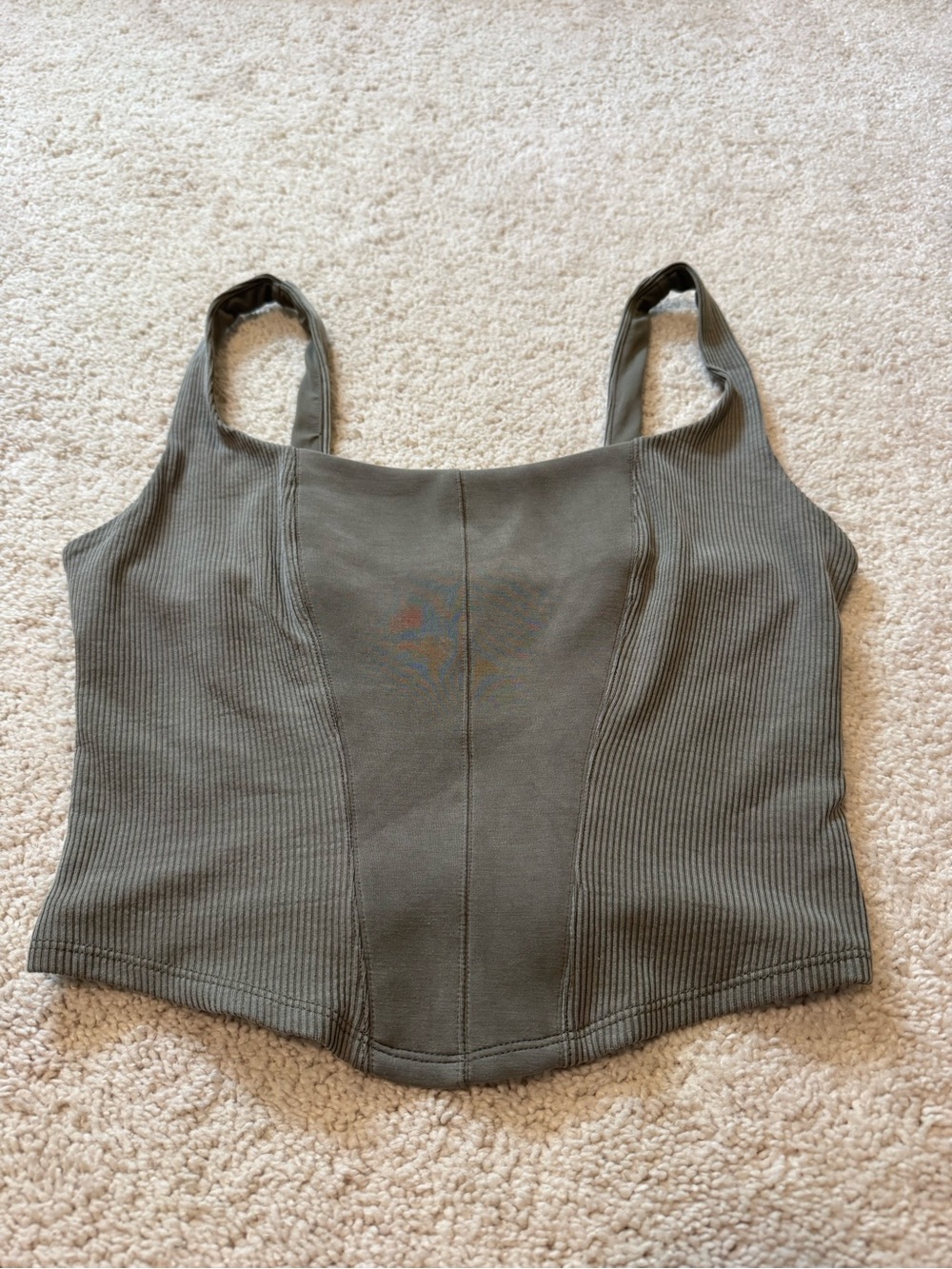 Victoria's Secret Olive Ribbed Square-Neck Crop Tank
